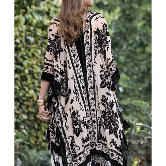 Free People Nightbird Kimono in Black Combo One Size - Picture 3 of 8